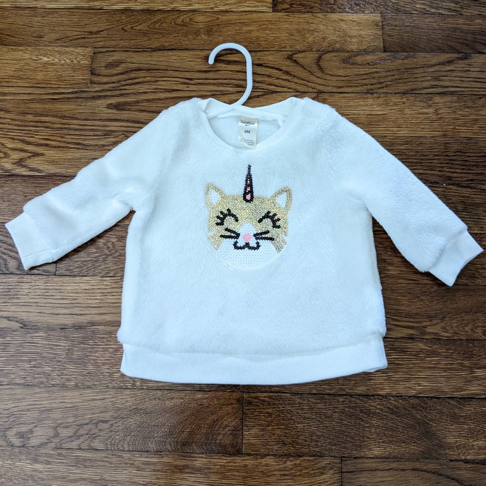 OshKosh B’gosh Toddler Girl Sequin Fuzzy Sweater Size 6M